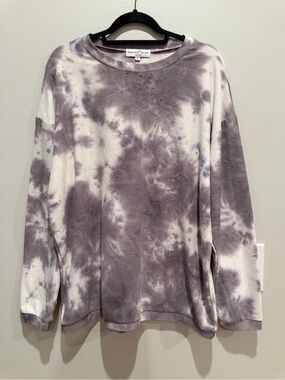 Discount Divas Tie-Dye Long Sleeve Top in Purple & White Size Medium
